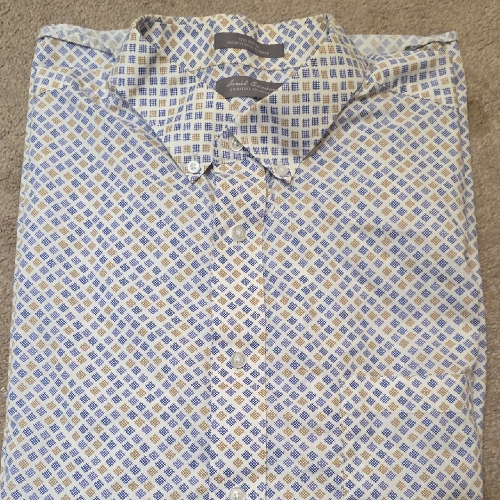 Daniel Cremieux Blue and Tan Patterned Shirt